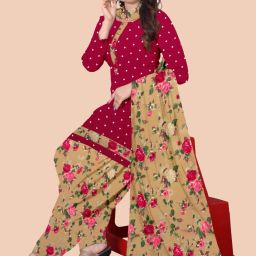 Unstitched Crepe Kurta & Patiyala Material Floral Print-image-7