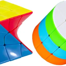 3x3 Cylinder Speed Cube & Twist 3x3 stickerelss Speed Cube Combo pack of 2-2