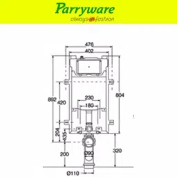 parryware Half Frame Concealed Cistern, with divater body upper uno set of 1 pic 256 Dual Flush Tank image 5