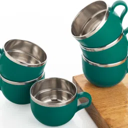 Pack of 6 Plastic, Steel Premium Quality Chai, Tea & Coffee Cup Set - Elegant & Durable for Daily Use-image-62