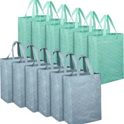 Non-Woven Reusable Eye-Print Shopping Handbag|Pack of 12|Multicolor Pack of 12 Grocery Bags-29