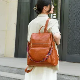 Medium 25 L Laptop Backpack Fashion Shoulder Bags Croco Multipurpose Knapsack Top Handle Detachable Bag-image-22