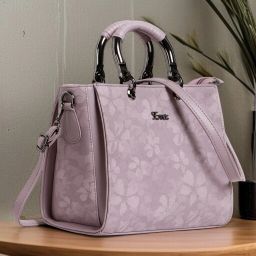 Purple Women Tote Beautiful Floral Embossed Signature Handbag-image-29