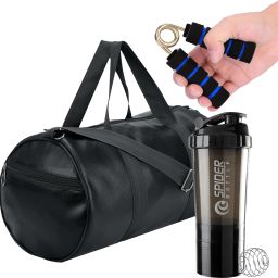 20 L Gym Duffel Bag - Fitness Combo Gym Bag With Gym Shaker, Mini Hand Strengthener for Men & Women - Black, Blue-image-14