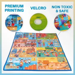 clever kids Educational Our Helpers Activity Mat ( 91 cms X 66 cms Jumbo Mat) with 13 Both Sides Printed Flash Cards & 28 Helpers eva Cutouts with Velcro.… image 3
