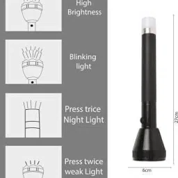 idoleshop 2 IN 1 Rechargeable Waterproof Dual Mode Long Range to 1 KM Flashlight 3000mAh 8 hrs Torch Emergency Light image 4