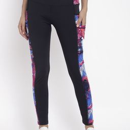 CHKOKKO Woman Blue Printed Yoga Tights-image-88