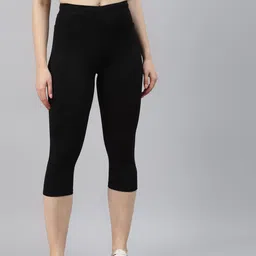 Blinkin Women Black 3/4th High Waist Training Tights With Side Pockets-14