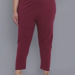 AURELIA Women Maroon Solid Ankle-Length Leggings-43