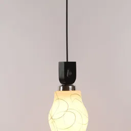 foziq Black & White Printed Glass Ceiling Lamp-image-78