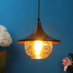 foziq Black & Gold-Toned Solid Ceiling Lamp-1