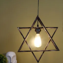 ELIANTE Brown Solid Wood Contemporary Abstract Shaped Ceiling Lamp-4