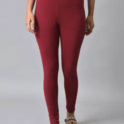 W Cotton Elasticated Waistband Churidar Length Legging-51