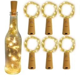Desidiya White 6 Pieces 20 Led Wine Bottle Cork Copper Wire String Lights-1