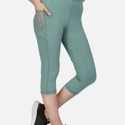 IMPERATIVE Women Green Tights Pants With 2 Phone Pockets With Mesh Inserts-image-41