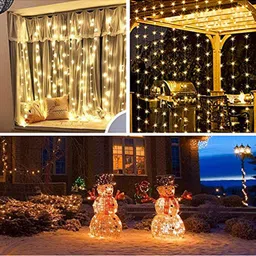 XERGY White 300 LED 8 Modes Remote Control USB Powered Waterproof Curtain String Lights image 3