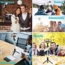 INDRAMANSHA Retractable Phone Tripod with Wireless Remote Control & Light Bluetooth Selfie Stick image 4