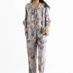 SANSKRUTIHOMES Floral Printed Shirt Collar Shirt With Pyjamas-image-38