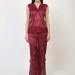 AVYAY Women Satin Night Suit with Robe-picture-35