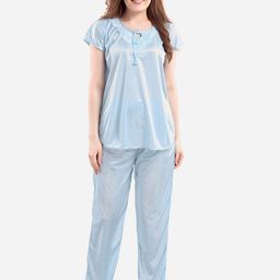 Romaisa Women Turquoise Blue Night suit-image-48