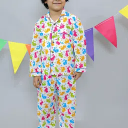 UNBIND Boys Printed Lapel Collar Pure Cotton Shirt With Pyjamas-image-12