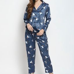 Smarty Pants Women Blue & Orange Printed Night suit-image-83