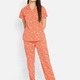 Clovia Women Orange Printed Night suit-image-76