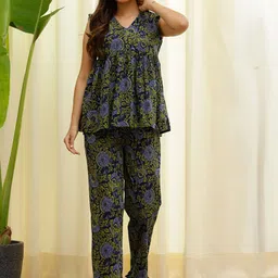 SANSKRUTIHOMES Floral Printed Pure Cotton Night suit-picture-23