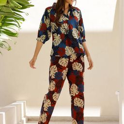 SANSKRUTIHOMES Tropical Printed Pure Cotton Night suit-image-61