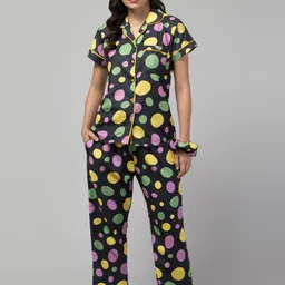 FFLIRTYGO Polka Dots Printed Lapel Collar Shirt With Pyjamas-image-76