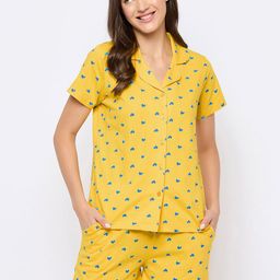 Clovia Women Cotton Shirt and Shorts Set-image-34