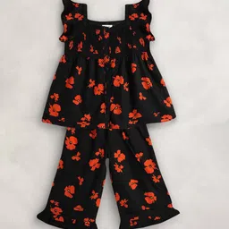 Cherry Crumble Girls Black & Red Printed Night suit-picture-10