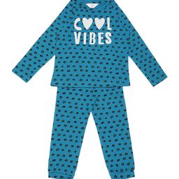 Mystere Paris Girls Blue & Black Polka Dot Printed Night suit-image-101