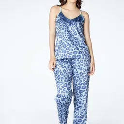 Zeyo Women Animal Printed Satin Night Suit-picture-16