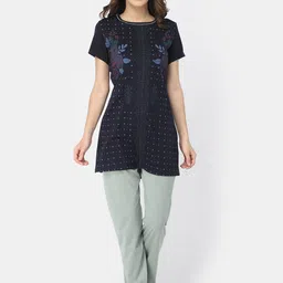 Bell Paper Women Navy Blue Printed Night suit-picture-27