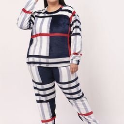 KLOTTHE Women Plus Size Checked Woolen Night suit-0