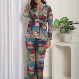 Claura Blue Abstract Printed Night Suit-picture-17