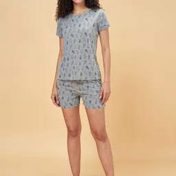 Dreamz by Pantaloons Women Grey Melange Printed Night suit-image-43