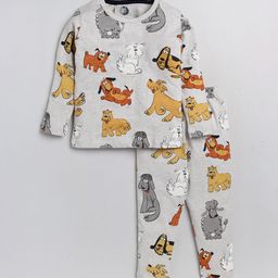 YK Boys Grey & Beige Printed Round Neck Night Suit-picture-27