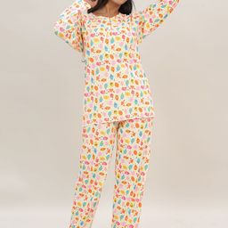 Elzoh Printed Pure Cotton Top With Pyjamas-image-42