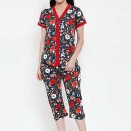 Claura Women Pink & Red Printed Night suit-image-65