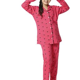 Zeyo Girls Pink & Black Printed Night suit-image-108