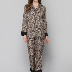 DRAPE IN VOGUE Women Black & Brown Printed Night Suit-image-5