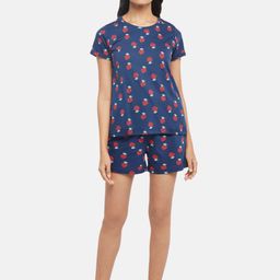 Dreamz by Pantaloons Women Navy Blue & Red Printed Nightsuit-image-28