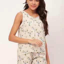 Moomaya Floral Printed Top With Shorts-image-53