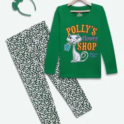 SINI MINI Girls 2 Pieces Typography Printed Night Suit-image-35