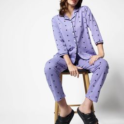 Zeyo Women Printed Pure Cotton Night suit-24