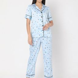 Smarty Pants Women Blue Floral Printed Night Suit-29