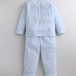 Cherry Crumble Boys Blue & White Striped Night suit-image-23