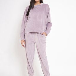 Camey Self Design Pullover With Jogger Night suit-image-111